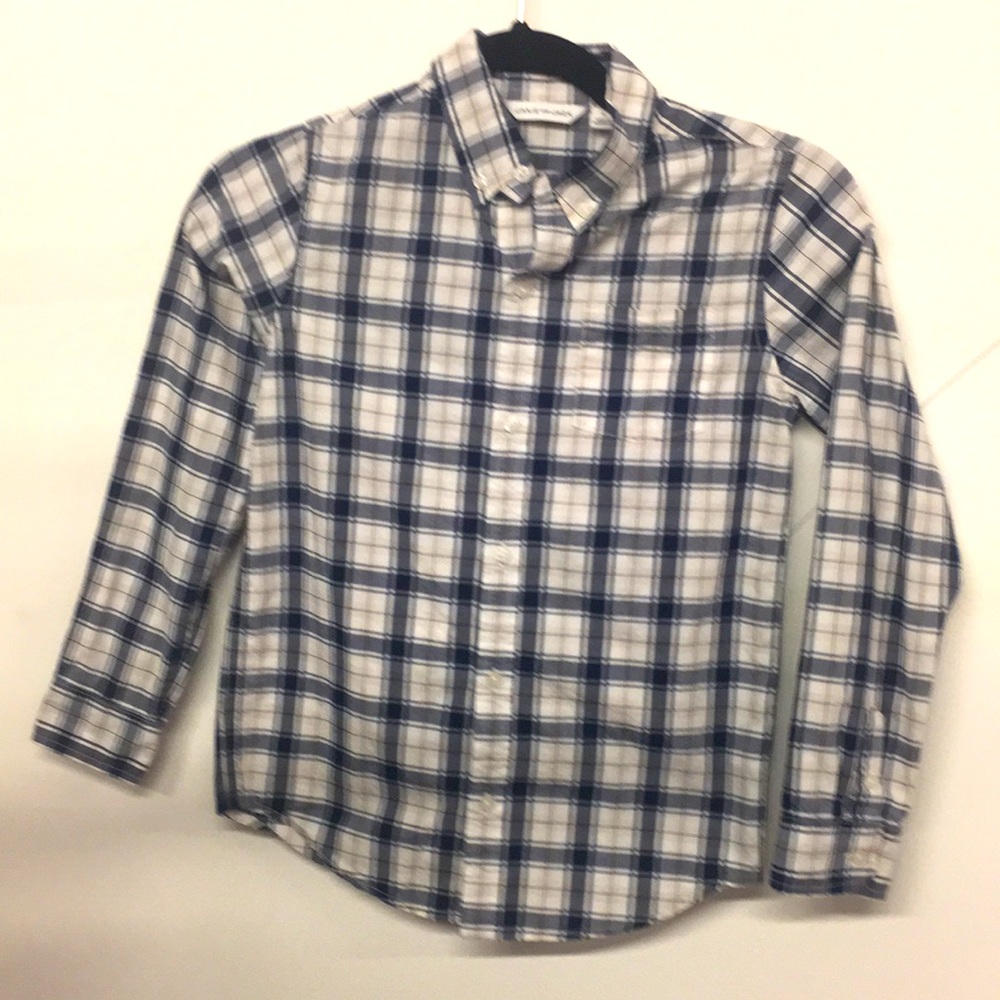 Janie and Jack Blue and White Plaid Button-Down Shirt